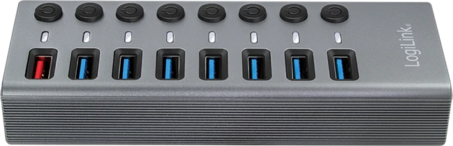 LogiLink USB-Hub mit Ladeanschluss, 7x USB-A 3.0, USB-B 3.0 [Buchse]