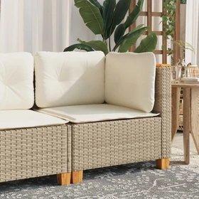 vidaXL Eck-Gartensofa mit Kissen beige