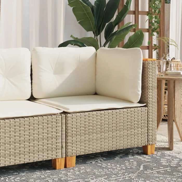 vidaXL Eck-Gartensofa mit Kissen beige (365904)