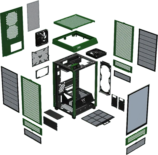 Thermaltake The Tower 200 Racing Green, grün, Glasfenster, Mini-ITX