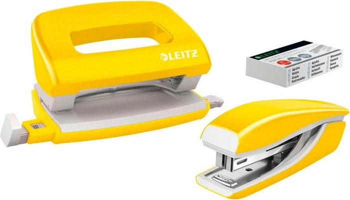 Leitz NeXXt WOW, Mini-Locher und Hefter, gelb, Set