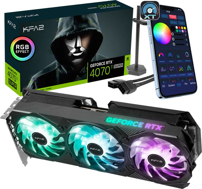 KFA2 GeForce RTX 4070 Ti SUPER EX Gamer (1-Click OC), 16GB GDDR6X, HDMI, 3x DP