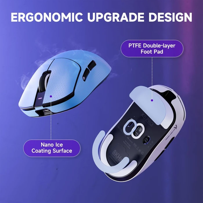 Attack Shark X8 Pro Tri-mode Wireless Gaming Mouse, schwarz, inkl. Grip Tape, USB/Bluetooth