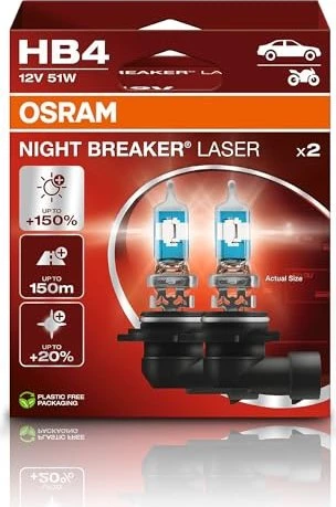 Osram Night Breaker Laser HB4 51W +150%, 1er-Pack Faltschachtel