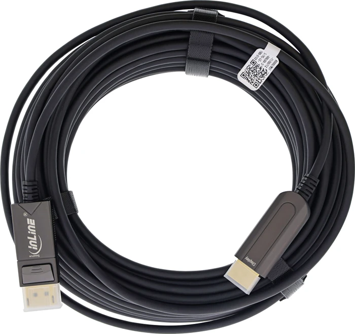 InLine DisplayPort 1.2/HDMI Adapterkabel mit Glasfaser AOC 4k/60Hz schwarz, 15m