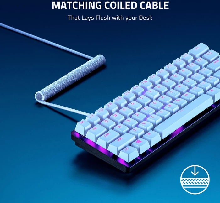 Razer PBT Keycap + Coiled Cable Upgrade Set, Kunststoff (PBT), Cherry-Profil, Quartz Pink, rosa, 120 Tasten, ISO-UK, ANSI-US