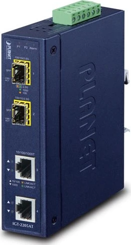 Planet IGT-2205AT Industrial Gigabit Medienkonverter, 2x RJ-45, 2x SFP