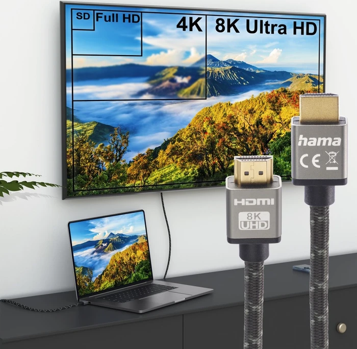 Hama 8K Ultra High Speed HDMI Kabel Alu grau/schwarz, 2m