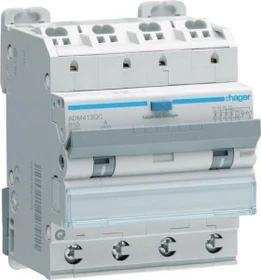 Hager Fehlerstrom-Leitungsschutzschalter 4P 6kA B-13A 30mA Typ A QC/QB