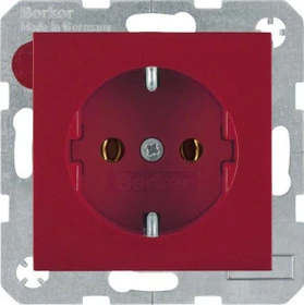 Berker S.1/B.3/B.7 Steckdose SCHUKO mit Schraub-Liftklemmen, rot glänzend