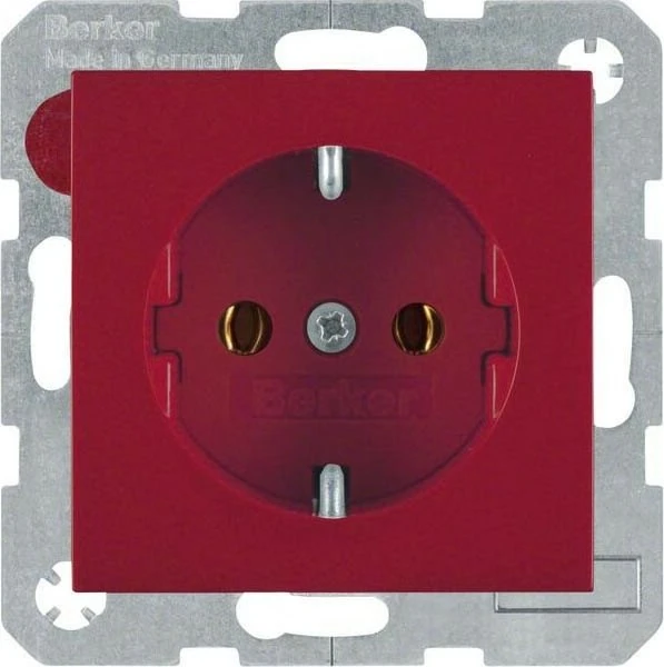 Berker S.1/B.3/B.7 Steckdose SCHUKO mit Schraub-Liftklemmen, rot glänzend