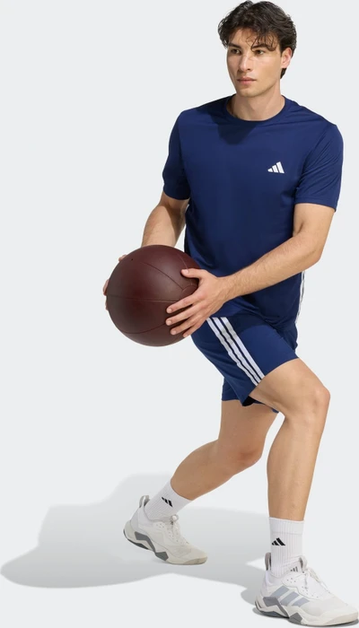 adidas Workout Essentials Base 3 Stripes Hose kurz dark blue/white (Herren)