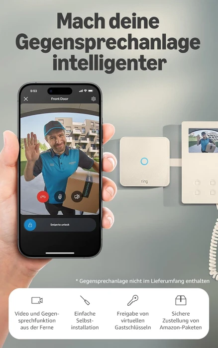 Ring Intercom Video, Smart Türöffner für Gegensprechanlagen mit Video-Streaming