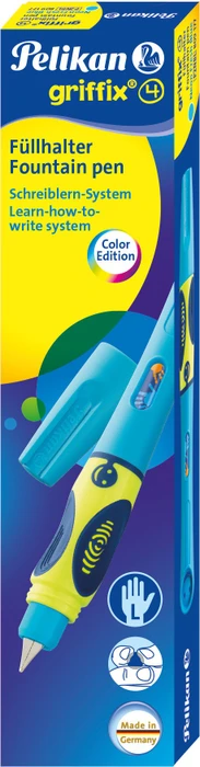 Pelikan griffix 4 neon fresh blue, linke Hand, Faltschachtel