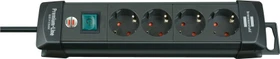 Brennenstuhl Premium-Line mit Schalter, 4-fach, 1.8m, schwarz