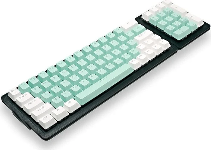 Mountain Mineral Keycap Set, Kunststoff (PBT) Double-Shot, weiß/türkis, 113 Tasten (104+9), ANSI-US