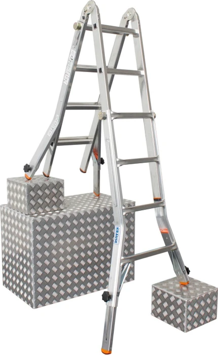 Krause Monto TeleVario 4-tlg. Teleskop-Mehrzweckleiter, 4x 4 Stufen