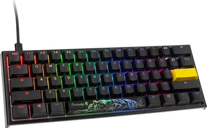 Ducky One 2 Pro Mini, PBT, schwarz, LEDs RGB, MX SILENT RGB RED, USB, US