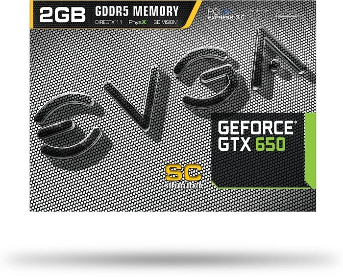 EVGA GeForce GTX 650 Superclocked, 2GB GDDR5, 2x DVI, Mini HDMI