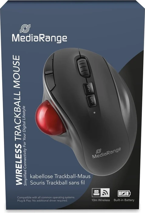 MediaRange Wireless Trackball Mouse schwarz/rot