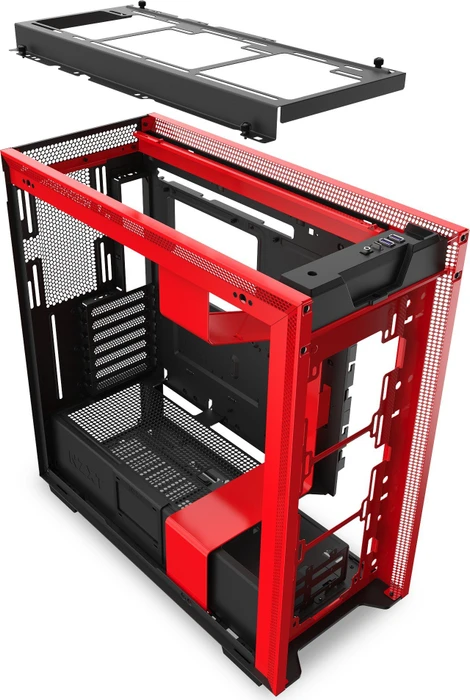 NZXT H710, schwarz/rot, Glasfenster