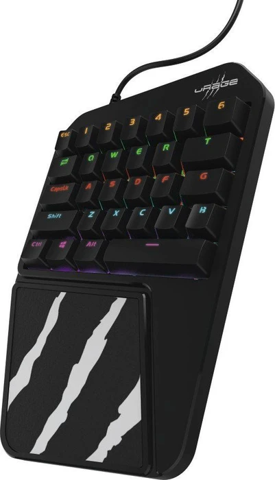 Hama uRage Exodus 410 One Handed Mobile Gaming Keyboard (PC/PS4/Xbox One), schwarz/grau, Gaote Outemu BLUE, USB-A