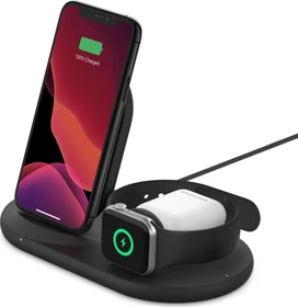 Belkin BoostCharge 3-in-1 Wireless Charger for Apple Devices schwarz