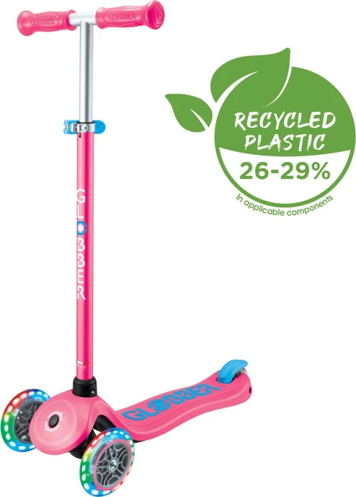 Globber Primo Plus Lights Kickboard fuchsia pink
