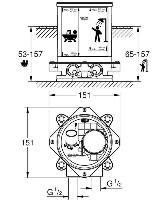 Grohe Rohbauset 1/2"