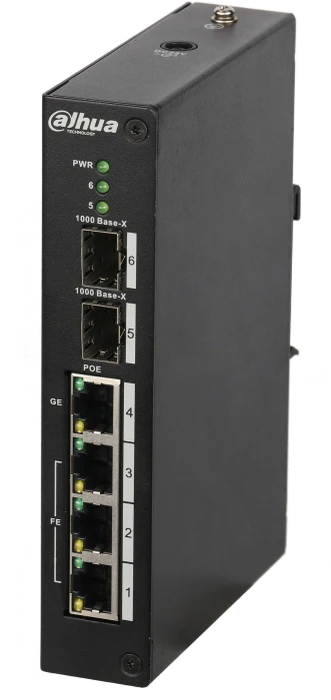 Dahua PFS32 Industrial Railmount Gigabit Switch, 4x RJ-45, 2x SFP