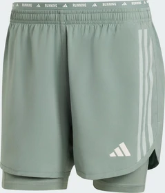 adidas Own the Run 3-Streifen 2-in-1 Laufhose kurz silver green (Herren)