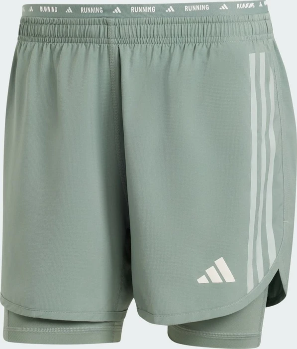 adidas Own the Run 3-Streifen 2-in-1 Laufhose kurz silver green (Herren)