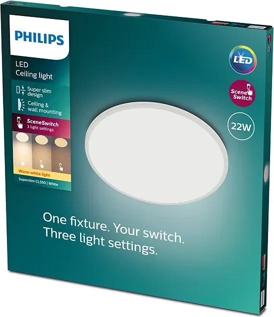 Philips Super Slim LED-Panel rund 22W weiß