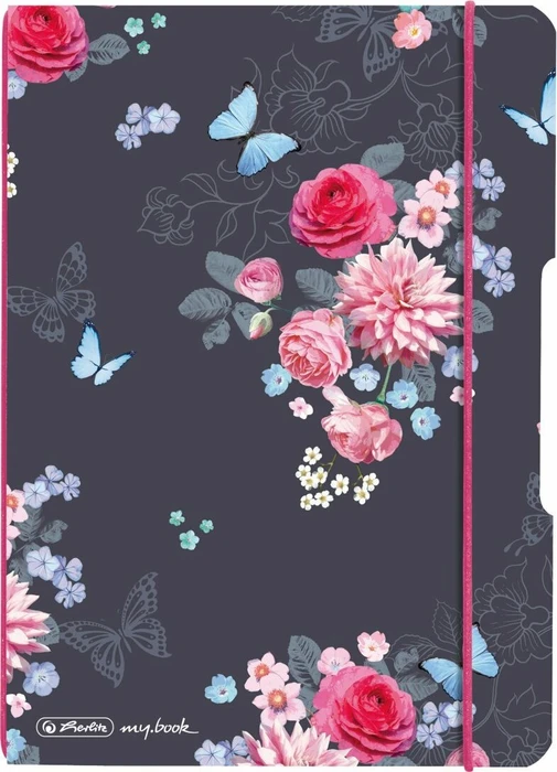 Herlitz my.book flex Notizheft, A5, Lineatur 5, Kunststoff-Cover, Ladylike Flowers, 40 Blatt