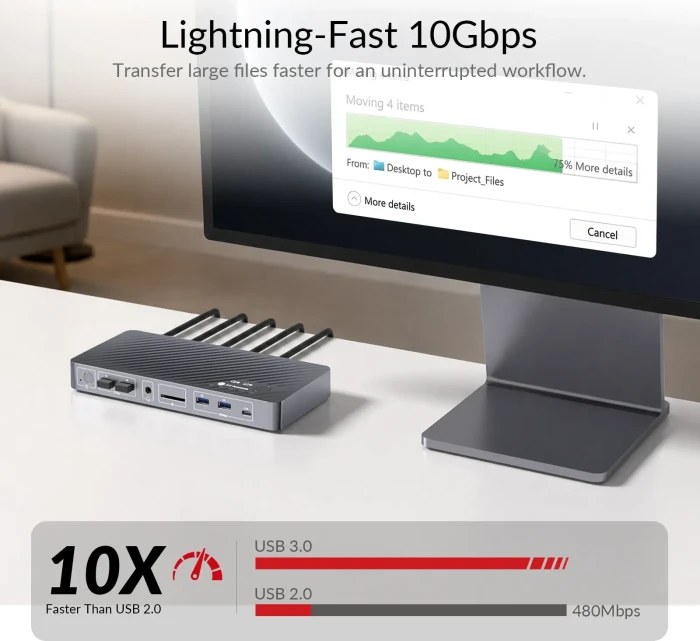 AV Access iDock B12, USB-C KVM Docking Station, 11-in1, for 1 Laptop & 1 Desktop, 8K@60Hz Dual Monitor, 2-fach KVM-Switch