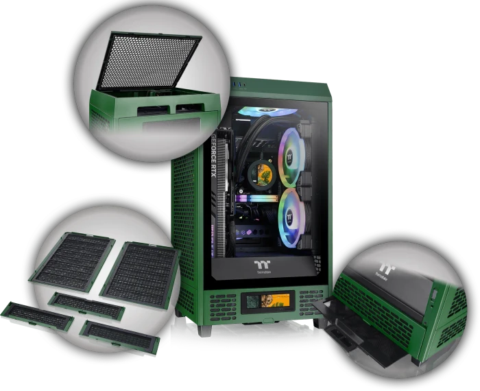 Thermaltake The Tower 200 Racing Green, grün, Glasfenster, Mini-ITX
