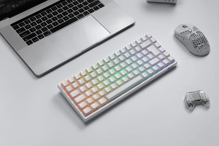 RK Royal Kludge RK84 75% Wireless, weiß, LEDs RGB, hot-swap, RK BROWN, USB/Bluetooth, DE