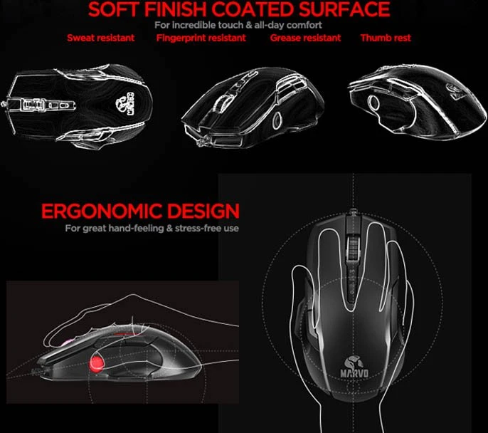 Marvo Scorpion G945 PRO RGB Gaming Mouse, USB