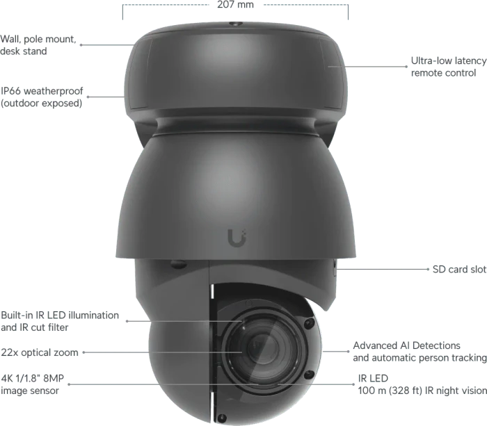 Ubiquiti AI PTZ Industrial, schwarz
