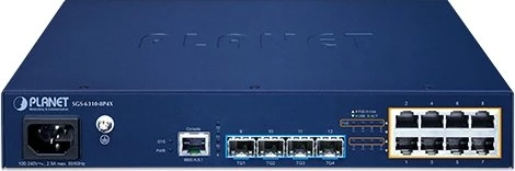 Planet SGS-6310 Rackmount Gigabit Managed Switch, 8x RJ-45, 4x SFP+, 120W PoE+