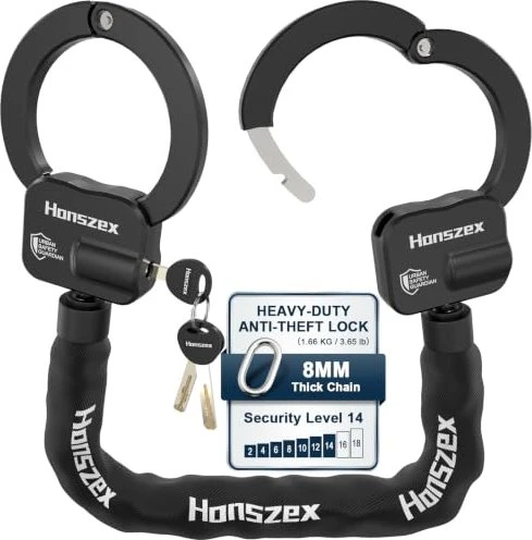 Honszex Electric Scooter Handschellen Kettenschloss, Schlüssel schwarz