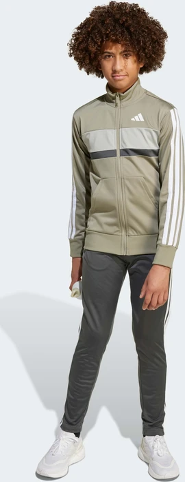 adidas Seasonal Essentials Tiberio 3-Streifen Tricot Trainingsanzug silver pebble/grey six/metal grey/white (Junior)