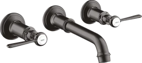 Hansgrohe Axor Montreux 3-Loch Waschtischarmatur für Wandmontage und Hebelgriffen brushed black chrome