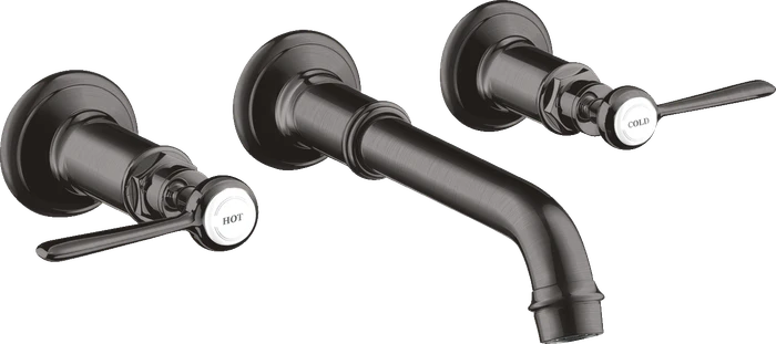 Hansgrohe Axor Montreux 3-Loch Waschtischarmatur für Wandmontage und Hebelgriffen brushed black chrome