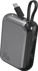 4smarts Powerbank Pocket mit integriertem USB-C Kabel 10000mAh 30W spacegrau