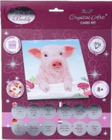 Craft Buddy Crystal Art Card Kit Pig on the Fence