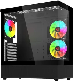 Savio Sigma X1, schwarz, Glasfenster