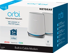 Netgear Orbi Wi-Fi 6 DOCSIS 3.1 CBK752, AX4200, Router/Modem und Repeater Set, 2er-Bundle