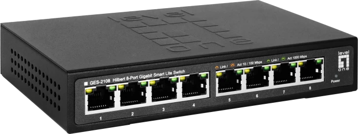 LevelOne GES Desktop Gigabit Smart Switch, 8x RJ-45