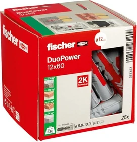 fischer DuoPower 12x60 Universaldübel, 12x60mm, 25 Stück